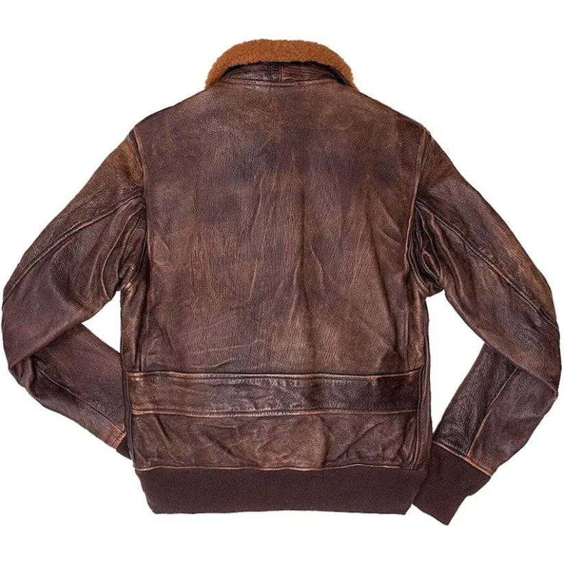 Brown Bomber Leather Jacket Men's