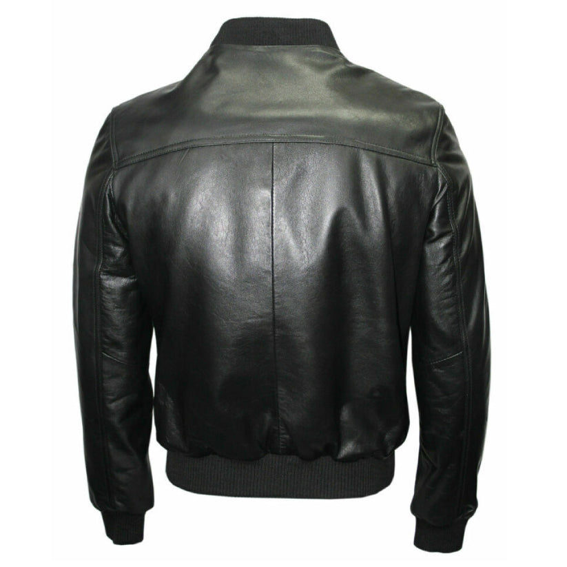 Bomber Men's Black Cool Classic Soft Spanish Nappa Leather Jacket