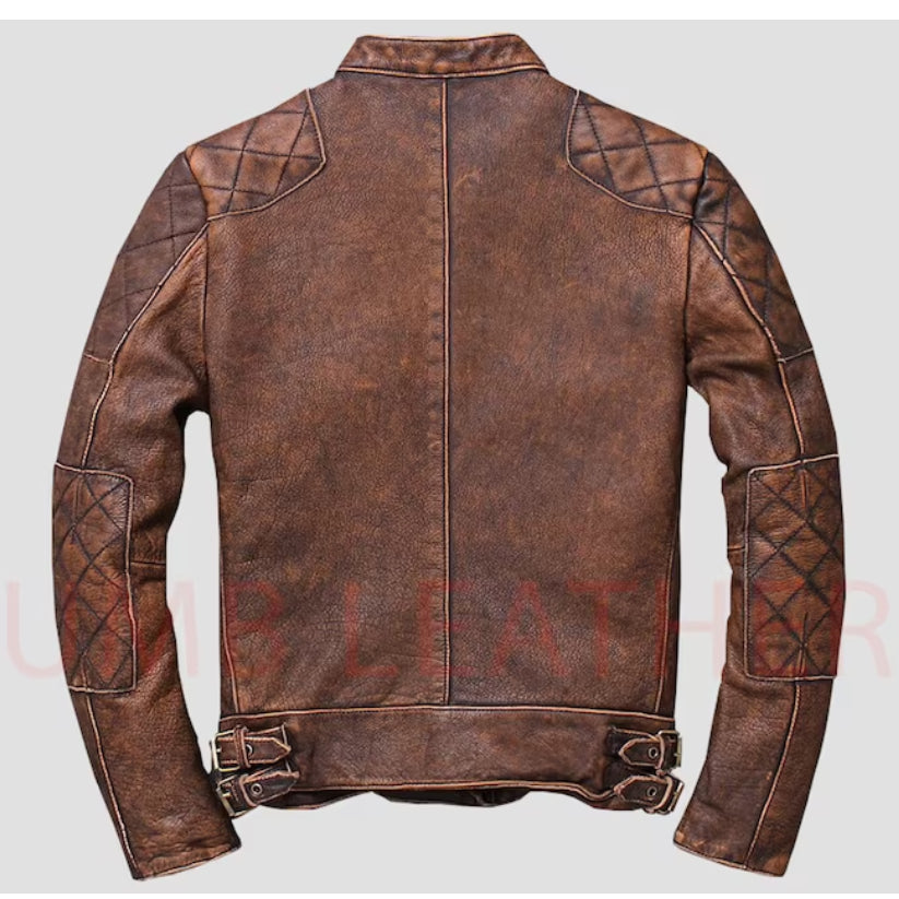 Brown Cafe Racer Vintage Distressed Leather Jacket