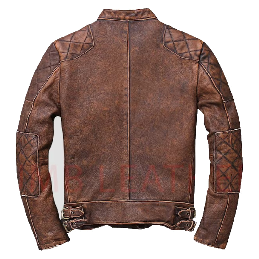 Brown Cafe Racer Vintage Distressed Leather Jacket