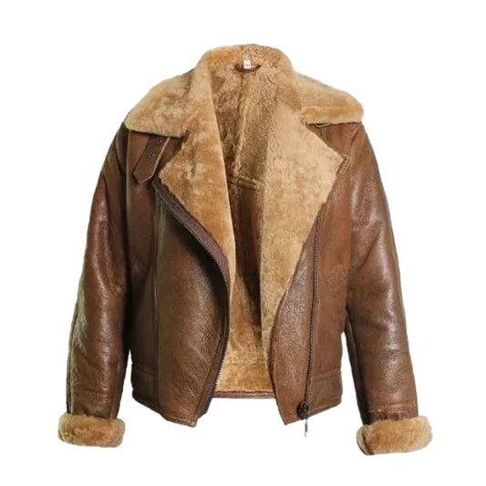 Brown Leather Shearling Jacket Women's