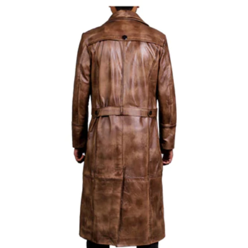 Black Trench Coat Leather Coat