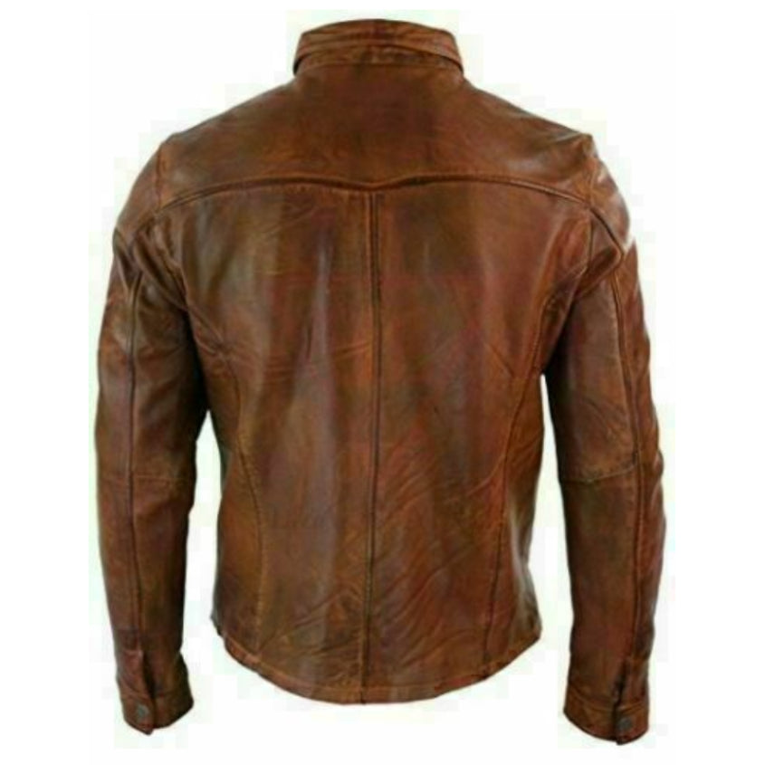 Brown Trucker Waxed Leather Jacket