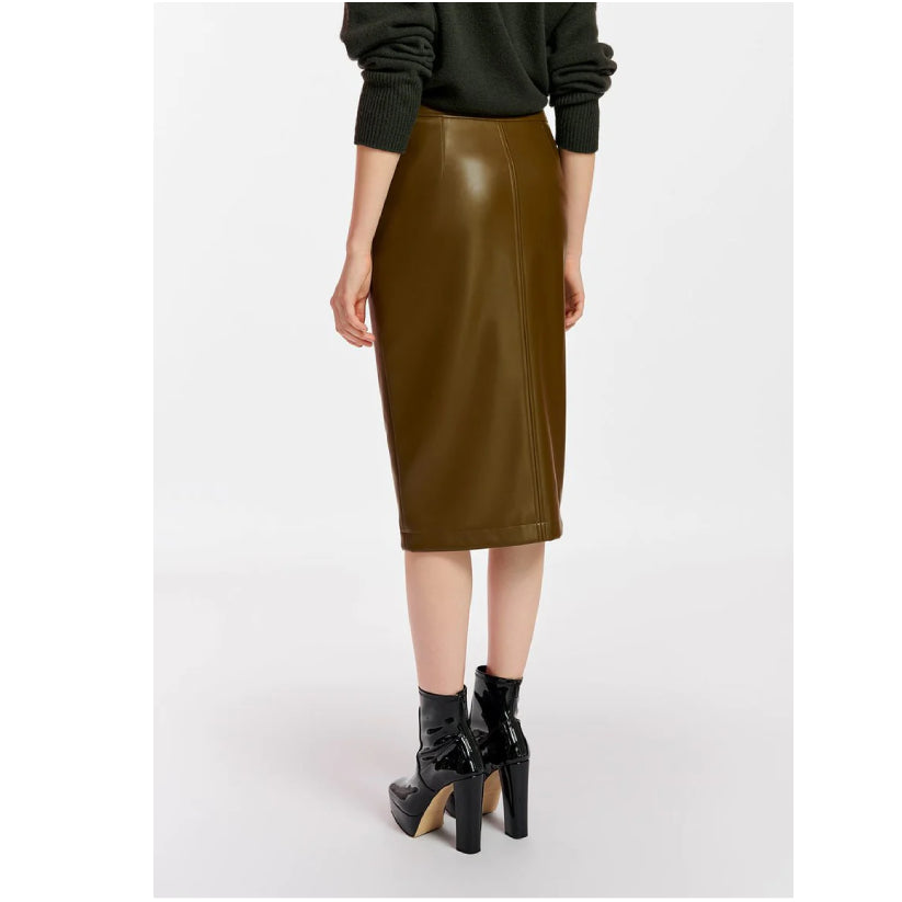 Brown Unique Faux Leather Skirt