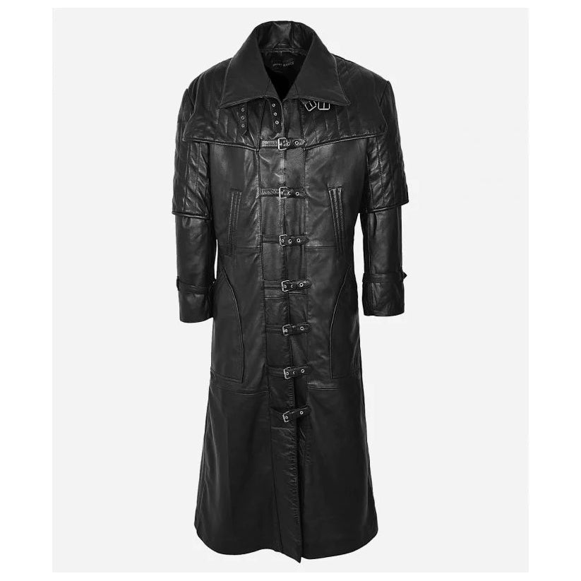 Captain Coat Full Length Leather Men's Overcoat