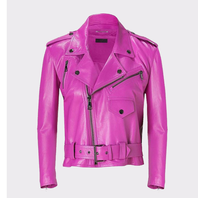 Celebrity Pink Ladies Leather Jacket