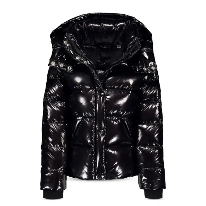 Classic Black Puffer Jacket With Hoodie