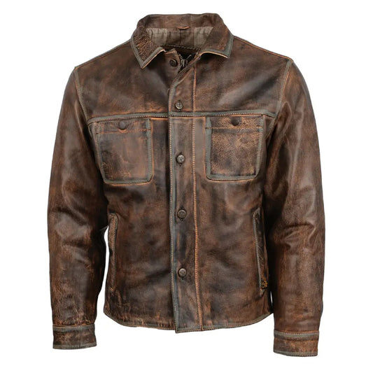 Classic Brown Distressed Vintage Leather Jacket