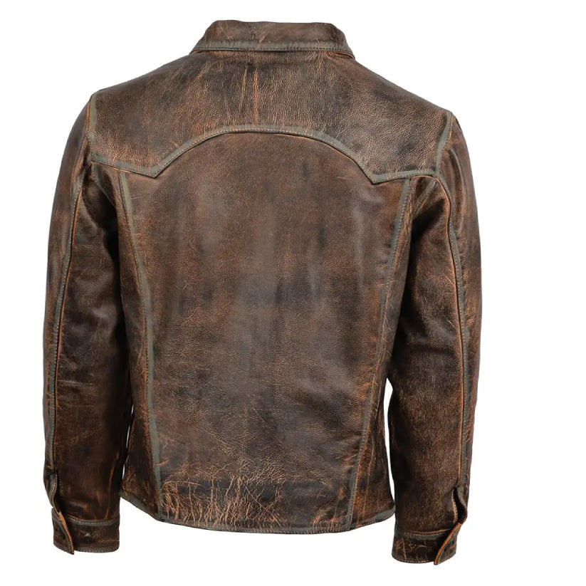 Classic Brown Distressed Vintage Leather Jacket