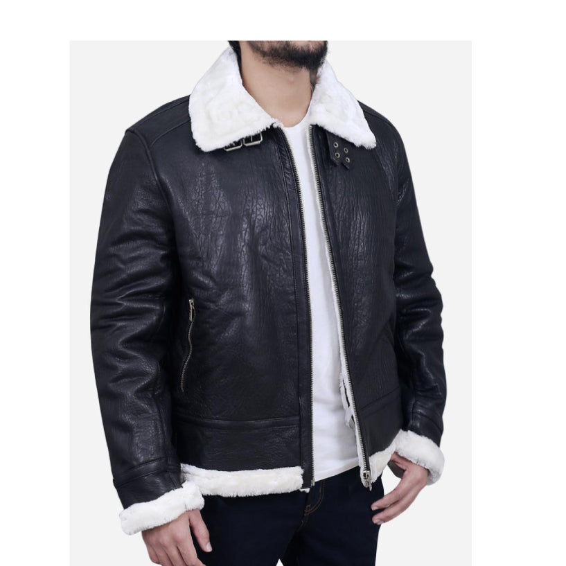 Dalton Black B3 Bomber Leather Jacket for Men