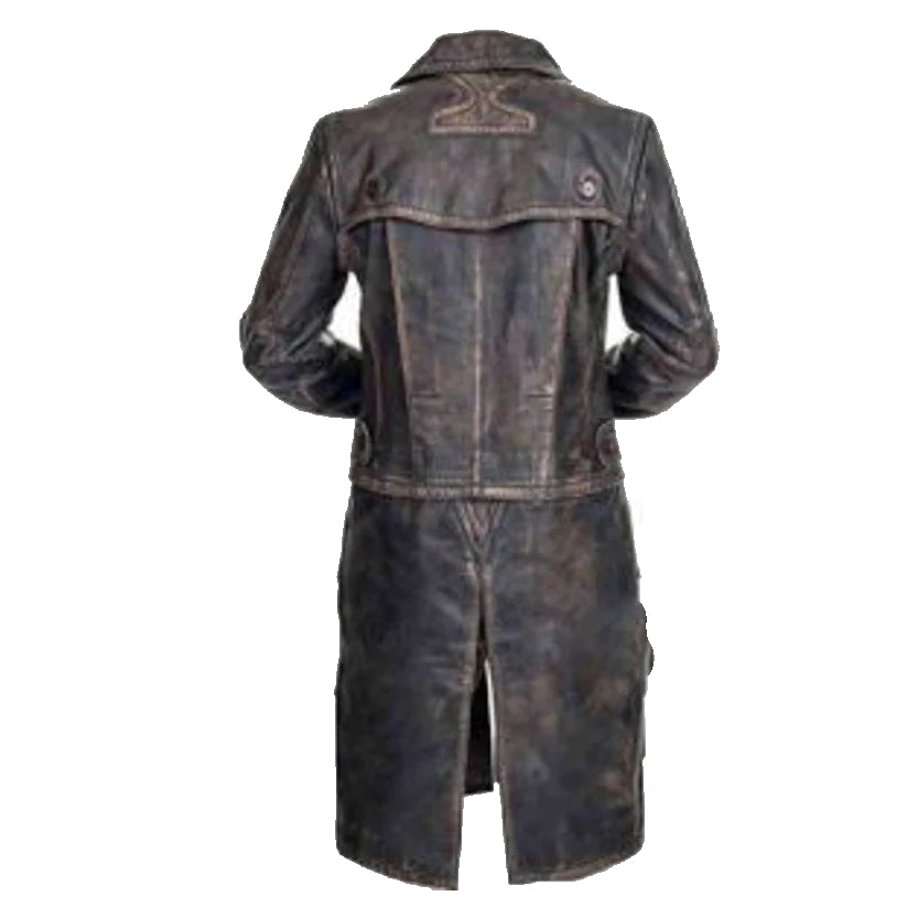 Dark Brown Shearling Leather  Coat For Men