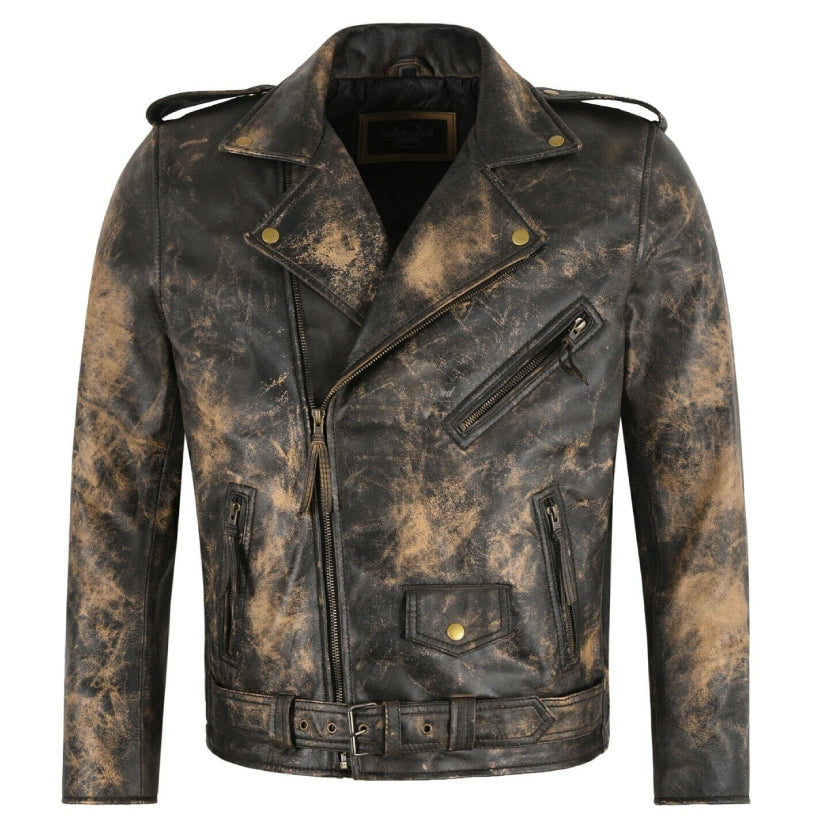 Distressed BIKER Fashion REAL Leather BRANDO Jacket