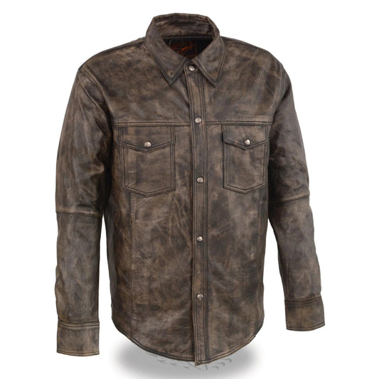 Distressed Leather Shirt