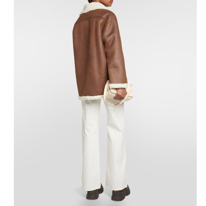 Faux Brown shearling trimmed jacket