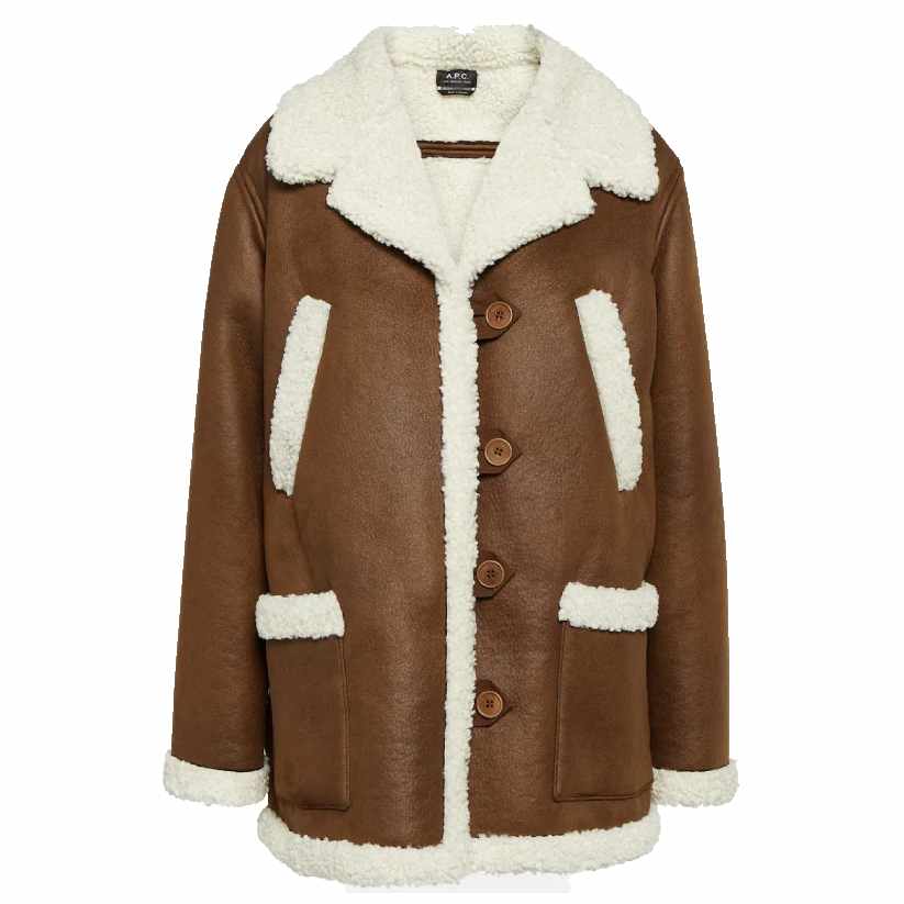 Faux Brown shearling trimmed jacket
