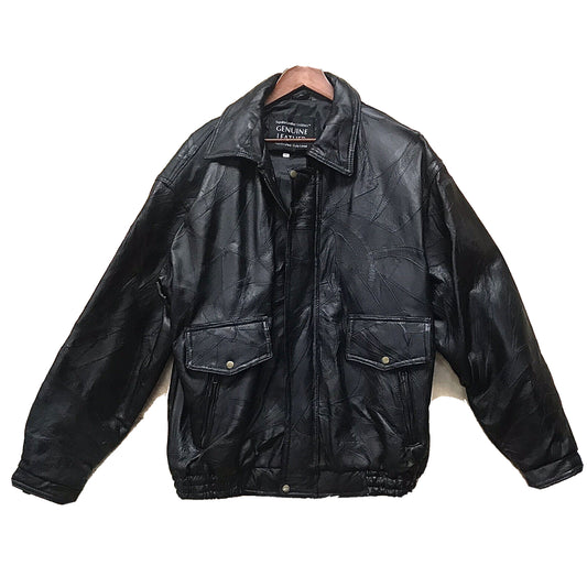Genuine Leather Jacket Size XXL Black Bomber Biker Lined New