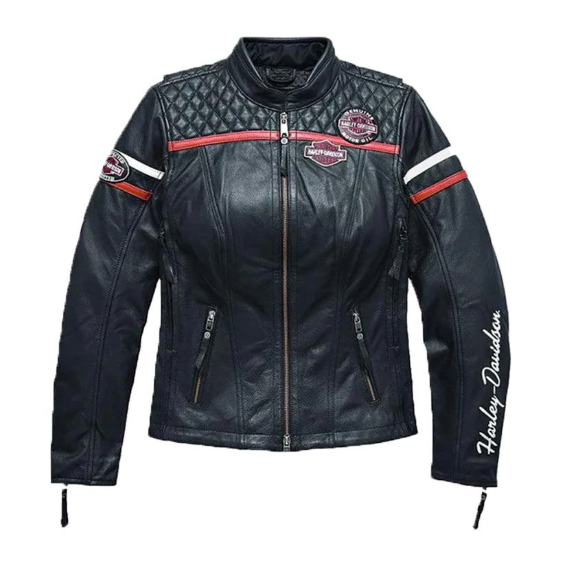 HD Miss Enthusiast Triple Vent Womens Leather Jacket