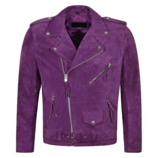 Handmade Men Purple Suede Jacket