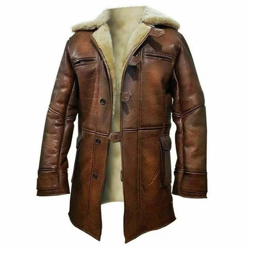 Handmade Real Sheepskin Duster Coat For Men