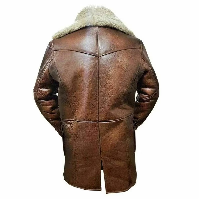 Handmade Real Sheepskin Duster Coat For Men