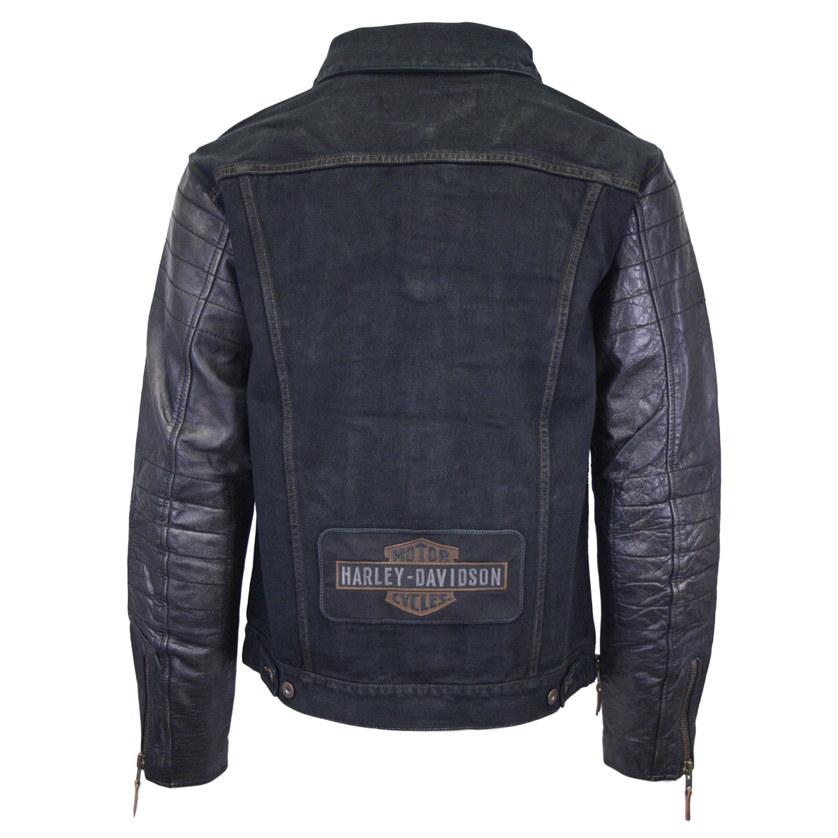 Harley-Davidson Men’s Leather Sleeve Button Up Jacket