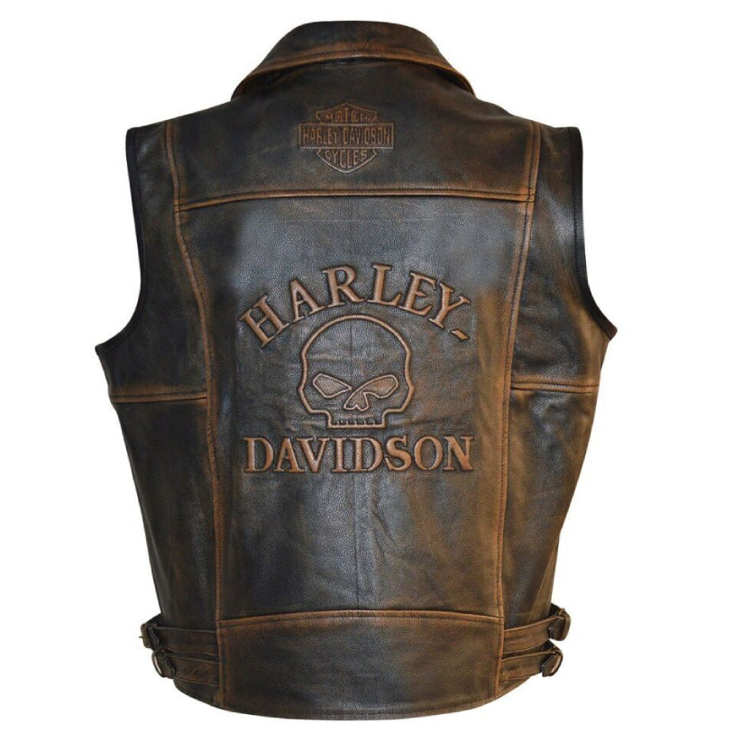 Harley Davidson Cafe Racer Motorcycle Distressed Biker Genuine Leather Vest
