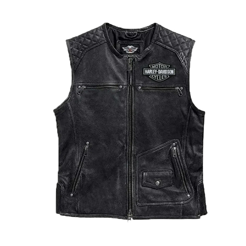 Harley Davidson Men Motorcycle Knuckle Distressed Leather Vest