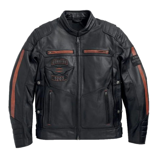 Harley Davidson Mens EXMOOR Reflective Wing Motorcycle Leather Jacket