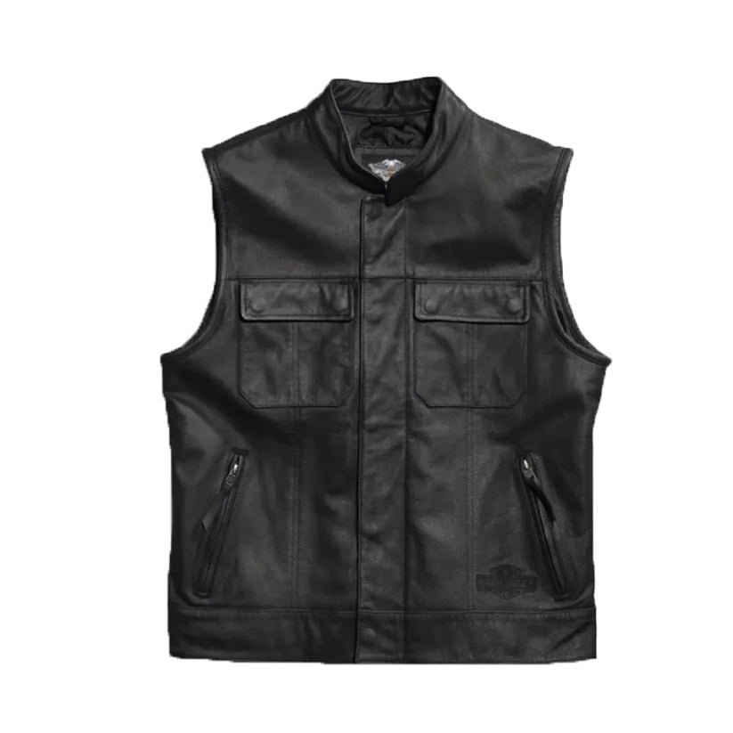 Harley Davidson Mens Foster Reflective Leather Vest