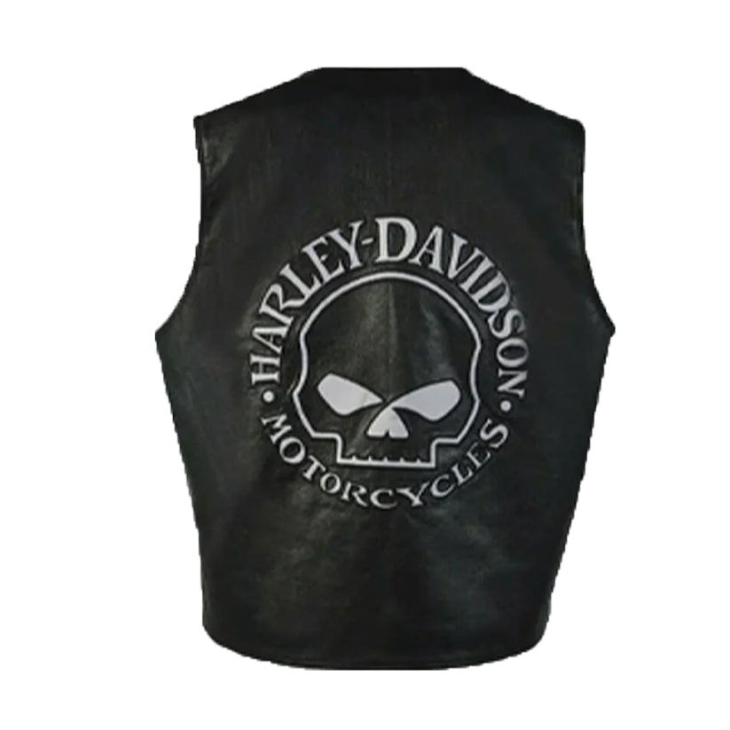 Harley Davidson Mens Vest Motorcycle Cowhide Premium Leather