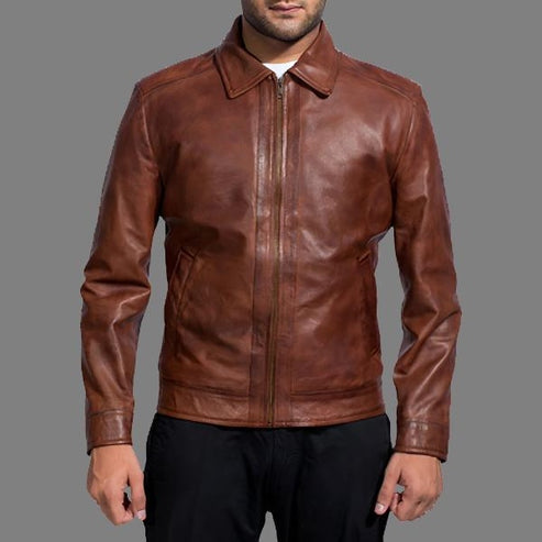 Inferno Burnished Brown Leather Jacket