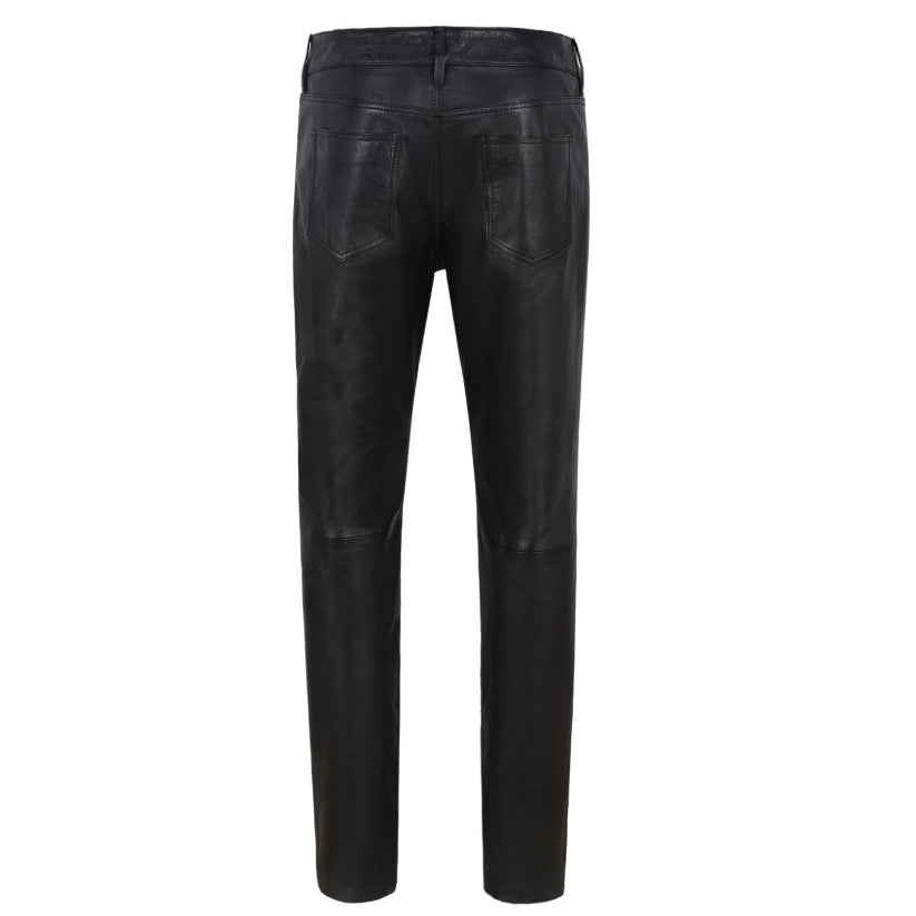Ladies Black Leather Pants Biker Jeans Style