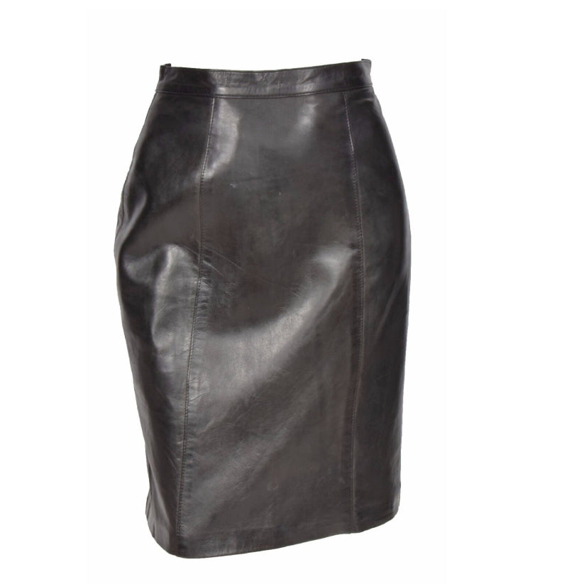 Ladies Real Leather Black Skirt
