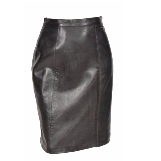 Ladies Real Leather Black Skirt