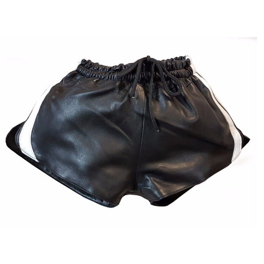 Lamb Nappa Men Black Leather shorts