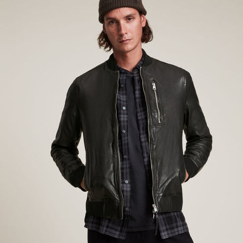 “Lambskin Black Bomber Jacket for Men”