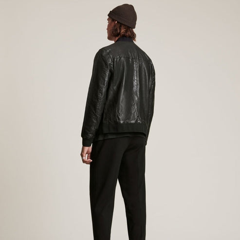 “Lambskin Black Bomber Jacket for Men”