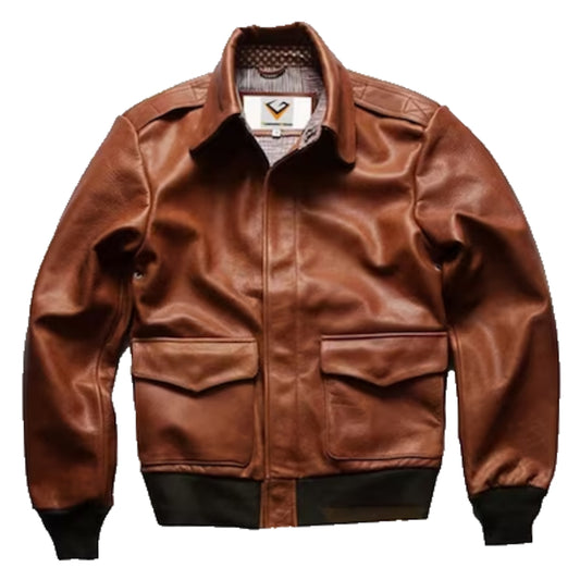 Leather Flight Brown Bomber Jacket