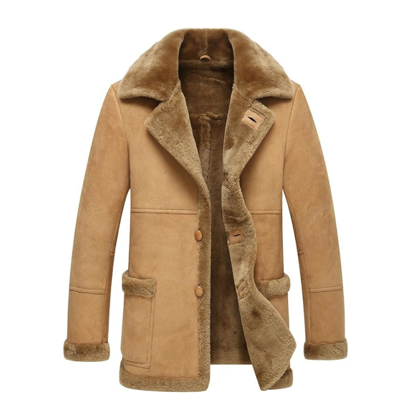 Leather Jacket Men's Shearling Coats Men's Fashion Slim Real Sheepskin