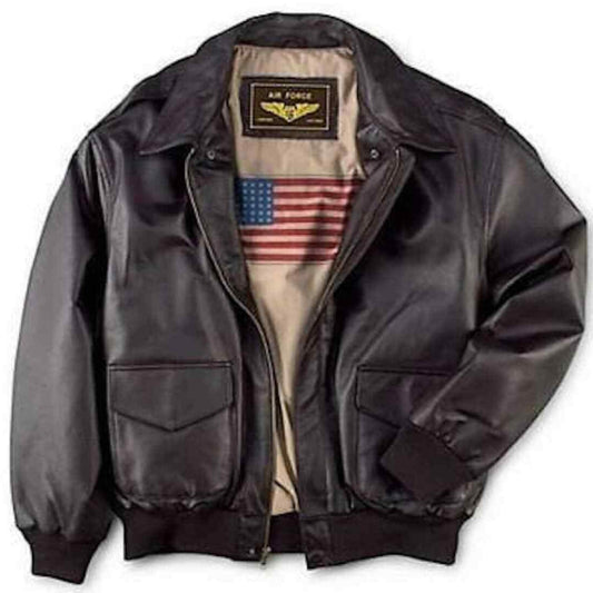 Leather Men Navy G-1 Leather Flight Bomber Jacket
