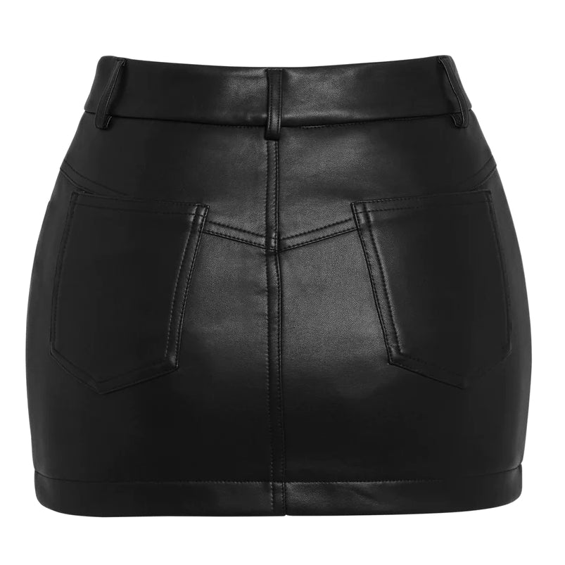 Leather Mini Skirt Black