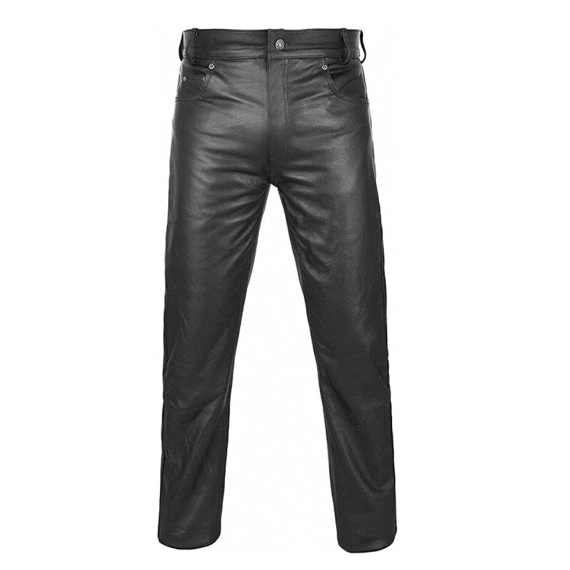 Leather Pant Biker Motorcycle Jeans Pants Real Leather Trousers 5 Pocket