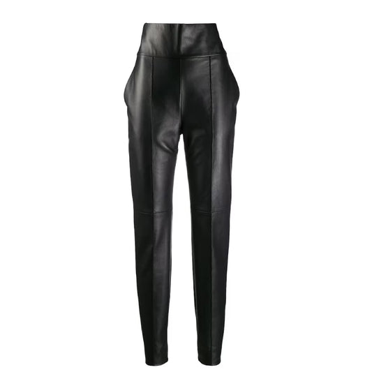 Leather Pants for Women's Black Slim Fit
