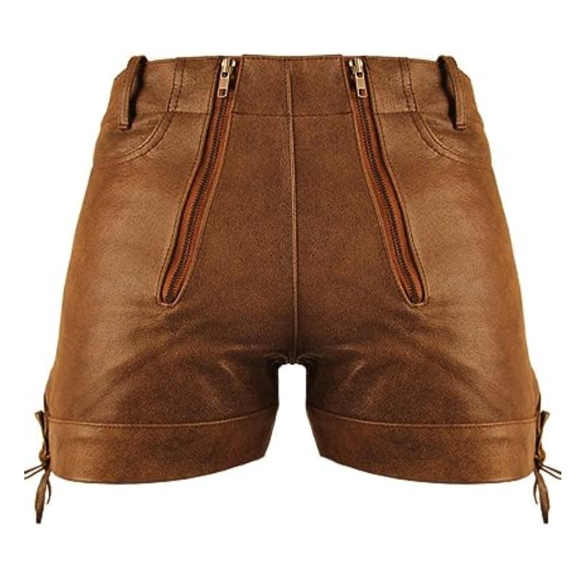 Leather Shorts Brown for Men Men Leather Shorts