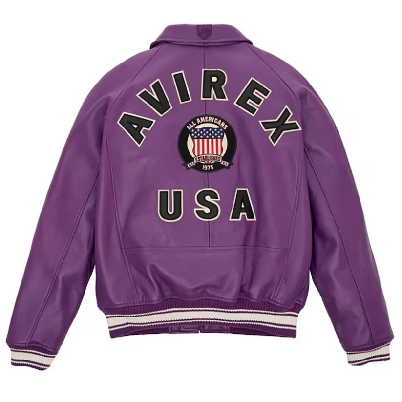Leather icon jacket, AVIREX purple Leather jacket