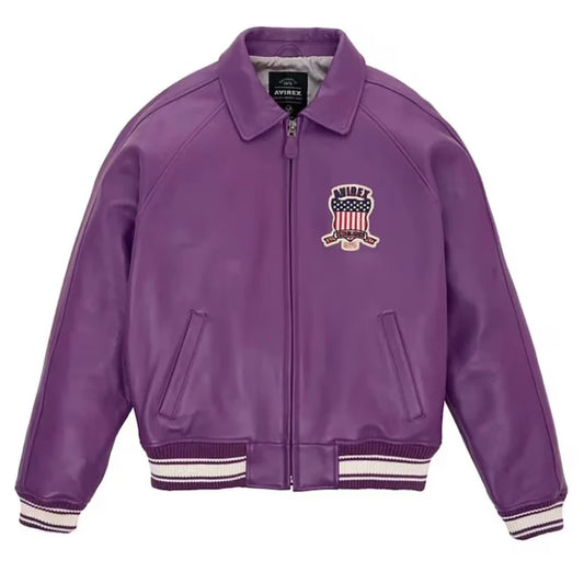 Leather icon jacket, AVIREX purple Leather jacket