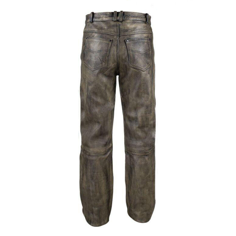 Leather pant Mens Distressed Brown Real cowhidea