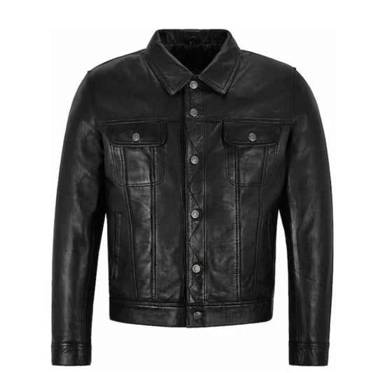 Men Classic Black TRUCKER Jacket