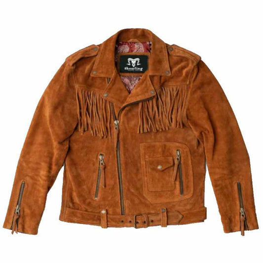 Men Cowboy Style Fringes Suede Leather Western Jacket