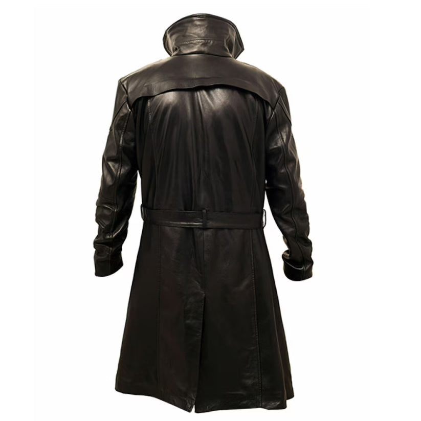 Men Genuine Leather Trench coat